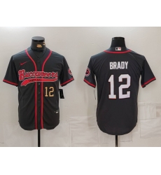 Men Tampa Bay Buccaneers 12 Tom Brady Black Cool Base Stitched Baseball Jersey 1 Men Tampa Bay Buccaneers 12 Tom Brady Black Cool Base Stitched Baseball Jersey 1