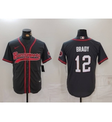 Men Tampa Bay Buccaneers 12 Tom Brady Black Cool Base Stitched Baseball Jersey 2 Men Tampa Bay Buccaneers 12 Tom Brady Black Cool Base Stitched Baseball Jersey 2