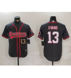 Men Tampa Bay Buccaneers 13 Mike Evans Grey Cool Base Stitched Baseball Jersey 2 Men Tampa Bay Buccaneers 13 Mike Evans Grey Cool Base Stitched Baseball Jersey 2