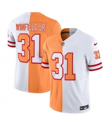 Men Tampa Bay Buccaneers 31 Antoine Winfield Jr 2023 F U S E White Gold Split Throwback Limited Stitched Jersey Men Tampa Bay Buccaneers 31 Antoine Winfield Jr 2023 F U S E White Gold Split Throwback Limited Stitched Jersey