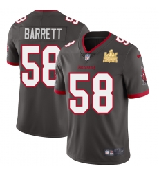 Men Tampa Bay Buccaneers 58 Shaquil Barrett Men Super Bowl LV Champions Patch Nike Pewter Alternate Vapor Limited Jersey Men Tampa Bay Buccaneers 58 Shaquil Barrett Men Super Bowl LV Champions Patch Nike Pewter Alternate Vapor Limited Jersey