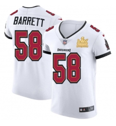 Men Tampa Bay Buccaneers 58 Shaquil Barrett Men Super Bowl LV Champions Patch Nike White Vapor Elite Jersey Men Tampa Bay Buccaneers 58 Shaquil Barrett Men Super Bowl LV Champions Patch Nike White Vapor Elite Jersey