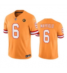 Men Tampa Bay Buccaneers 6 Baker Mayfield Orange 2023 F U S E Throwback With John Madden Patch Vapor Limited Stitched Football Jersey Men Tampa Bay Buccaneers 6 Baker Mayfield Orange 2023 F U S E Throwback With John Madden Patch Vapor Limited Stitched Football Jersey