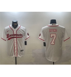 Men Tampa Bay Buccaneers 7 Bucky Irving White Cool Base Stitched Baseball Jersey Men Tampa Bay Buccaneers 7 Bucky Irving White Cool Base Stitched Baseball Jersey