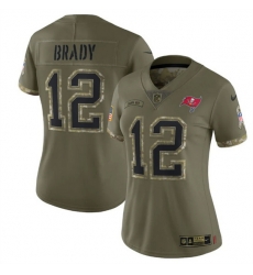 Women Tampa Bay Buccaneers 12 Tom Brady Olive 2022 Salute To Service Limited Stitched Jersey Women Tampa Bay Buccaneers 12 Tom Brady Olive 2022 Salute To Service Limited Stitched Jersey