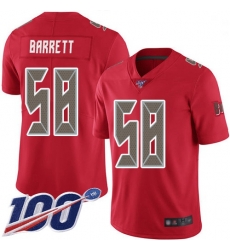 Youth Buccaneers 58 Shaquil Barrett Red Stitched Football Limited Rush 100th Season Jersey Youth Buccaneers 58 Shaquil Barrett Red Stitched Football Limited Rush 100th Season Jersey