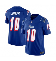 Men New England Patriots 10 Mac Jones Blue 2023 F U S E Throwback Limited Stitched Football Jersey Men New England Patriots 10 Mac Jones Blue 2023 F U S E Throwback Limited Stitched Football Jersey