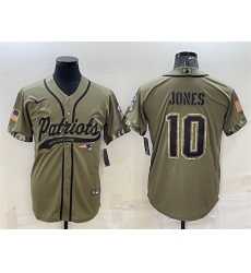 Men New England Patriots 10 Mac Jones Olive 2022 Salute To Service Cool Base Stitched Baseball Jersey Men New England Patriots 10 Mac Jones Olive 2022 Salute To Service Cool Base Stitched Baseball Jersey