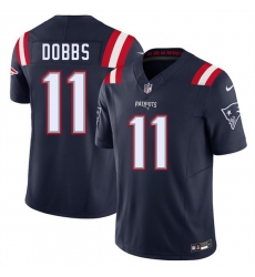 Men New England Patriots 11 Joshua Dobbs Navy 2025 F U S E  Vapor Limited Stitched Football Jersey