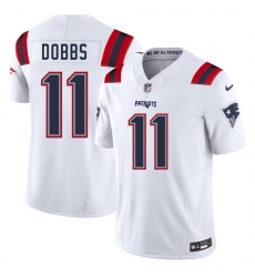 Men New England Patriots 11 Joshua Dobbs White 2025 F U S E  Vapor Limited Stitched Football Jersey