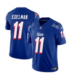 Men New England Patriots 11 Julian Edelman Blue 2023 F U S E Throwback Limited Stitched Football Jersey Men New England Patriots 11 Julian Edelman Blue 2023 F U S E Throwback Limited Stitched Football Jersey