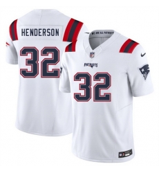 Men New England Patriots 32 TreVeyon Henderson White 2025 F U S E  Vapor Limited Stitched Football Jersey