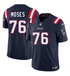 Men New England Patriots 76 Morgan Moses Navy 2025 F U S E  Vapor Limited Stitched Football Jersey