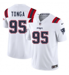 Men New England Patriots 95 Khyiris Tonga White 2025 F U S E  Vapor Limited Stitched Football Jersey