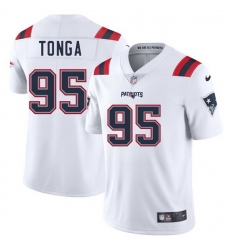 Men New England Patriots 95 Khyiris Tonga White 2025 Vapor Limited Stitched Football Jersey Men New England Patriots 95 Khyiris Tonga White 2025 Vapor Limited Stitched Football Jersey