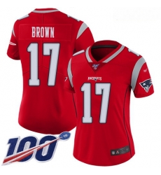 Patriots #17 Antonio Brown Red Women Stitched Football Limited Inverted Legend 100th Season Jersey Patriots #17 Antonio Brown Red Women Stitched Football Limited Inverted Legend 100th Season Jersey