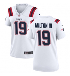 Women New England Patriots 19 Joe Milton III 2024 White Stitched Jersey Women New England Patriots 19 Joe Milton III 2024 White Stitched Jersey