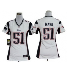 Women Nike NFL New England Patriots 51# Jerod Mayo White Jersey Women Nike NFL New England Patriots 51# Jerod Mayo White Jersey