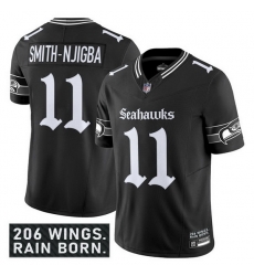 Men Seattle Seahawks 11 Jaxon Smith Njigba Black 2025 F U S E   27Gothic Rain City Shadows Edition 27 Vapor Limited Stitched Football Jersey