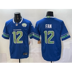 Men Seattle Seahawks 12 Fan Royal F U S E  2025 NFC West Champions Patch Limited Stitched Football Jersey