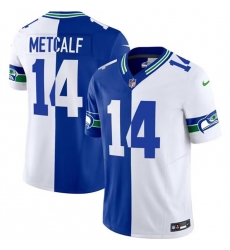 Men Seattle Seahawks 14 D K Metcalf Royal White Split 2023 F U S E Throwback Vapor Limited Stitched Football Jersey Men Seattle Seahawks 14 D K Metcalf Royal White Split 2023 F U S E Throwback Vapor Limited Stitched Football Jersey