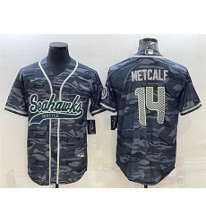 Men Seattle Seahawks 14 DK Metcalf Grey Camo With Patch Cool Base Stitched Baseball Jersey Men Seattle Seahawks 14 DK Metcalf Grey Camo With Patch Cool Base Stitched Baseball Jersey
