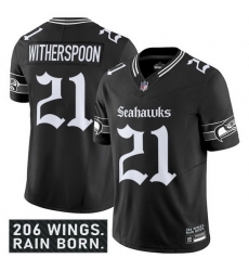 Men Seattle Seahawks 21 Devon Witherspoon Black 2025 F U S E   27Gothic Rain City Shadows Edition 27 Vapor Limited Stitched Football Jersey