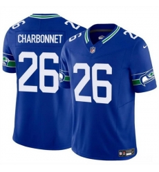 Men Seattle Seahawks 26 Zach Charbonnet Royal 2024 F U S E Throwback Vapor Limited Stitched Football Jersey Men Seattle Seahawks 26 Zach Charbonnet Royal 2024 F U S E Throwback Vapor Limited Stitched Football Jersey