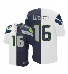 Nike Seahawks #16 Tyler Lockett White Steel Blue Mens Stitched NFL Elite Split Jersey Nike Seahawks #16 Tyler Lockett White Steel Blue Mens Stitched NFL Elite Split Jersey