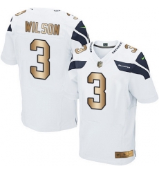 Nike Seahawks #3 Russell Wilson White Mens Stitched NFL Elite Gold Jersey Nike Seahawks #3 Russell Wilson White Mens Stitched NFL Elite Gold Jersey