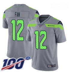 Seahawks 12 Fan Gray Men Stitched Football Limited Inverted Legend 100th Season Jersey Seahawks 12 Fan Gray Men Stitched Football Limited Inverted Legend 100th Season Jersey
