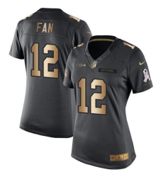 Nike Seahawks #12 Fan Black Womens Stitched NFL Limited Gold Salute to Service Jersey Nike Seahawks #12 Fan Black Womens Stitched NFL Limited Gold Salute to Service Jersey