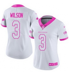 Nike Seahawks #3 Russell Wilson White Pink Womens Stitched NFL Limited Rush Fashion Jersey Nike Seahawks #3 Russell Wilson White Pink Womens Stitched NFL Limited Rush Fashion Jersey