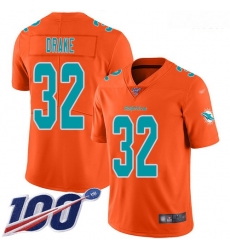 Dolphins 32 Kenyan Drake Orange Men Stitched Football Limited Inverted Legend 100th Season Jersey Dolphins 32 Kenyan Drake Orange Men Stitched Football Limited Inverted Legend 100th Season Jersey
