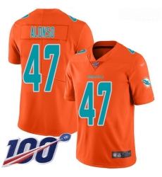 Dolphins 47 Kiko Alonso Orange Men Stitched Football Limited Inverted Legend 100th Season Jersey Dolphins 47 Kiko Alonso Orange Men Stitched Football Limited Inverted Legend 100th Season Jersey