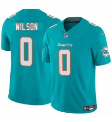 Men Miami Dolphins 0 Zach Wilson Aqua 2025 F U S E  Vapor Limited Stitched Football Jersey