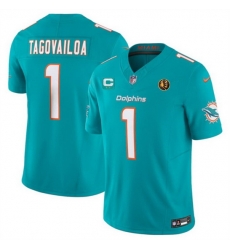 Men Miami Dolphins 1 Tua Tagovailoa Aqua 2023 F U S E With 2 Star C Patch And John Madden Patch Vapor Limited Stitched Football Jersey Men Miami Dolphins 1 Tua Tagovailoa Aqua 2023 F U S E With 2 Star C Patch And John Madden Patch Vapor Limited Stitched Football Jersey