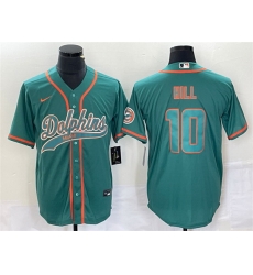 Men Miami Dolphins 10 Tyreek Hill Aqua Cool Base Stitched Baseball Jersey Men Miami Dolphins 10 Tyreek Hill Aqua Cool Base Stitched Baseball Jersey
