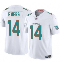 Men Miami Dolphins 14 Quinn Ewers White 2025 Draft F U S E  Vapor Limited Stitched Football Jersey
