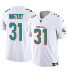 Men Miami Dolphins 31 Raheem Mostert White 2023 F U S E Alternate Vapor Limited Stitched Football Jersey Men Miami Dolphins 31 Raheem Mostert White 2023 F U S E Alternate Vapor Limited Stitched Football Jersey