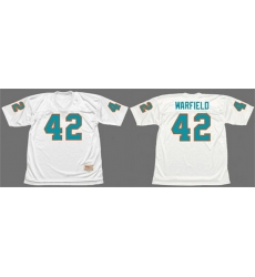 Men Miami Dolphins 42 Paul Warfield White 1972 Throwback Stitched Football Jersey