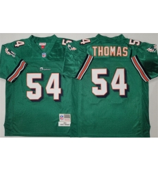 Men Miami Dolphins 54 Zach Thomas Aqua Throwback Stitched Football Jersey
