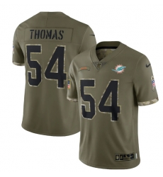 Men Miami Dolphins 54 Zach Thomas Olive 2022 Salute To Service Limited Stitched Jersey Men Miami Dolphins 54 Zach Thomas Olive 2022 Salute To Service Limited Stitched Jersey