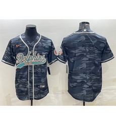 Men Miami Dolphins Blank Grey Camo With Patch Cool Base Stitched Baseball Jersey Men Miami Dolphins Blank Grey Camo With Patch Cool Base Stitched Baseball Jersey