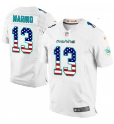 Mens Nike Miami Dolphins 13 Dan Marino Elite White Road USA Flag Fashion NFL Jersey Mens Nike Miami Dolphins 13 Dan Marino Elite White Road USA Flag Fashion NFL Jersey
