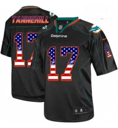 Mens Nike Miami Dolphins 17 Ryan Tannehill Elite Black USA Flag Fashion NFL Jersey Mens Nike Miami Dolphins 17 Ryan Tannehill Elite Black USA Flag Fashion NFL Jersey