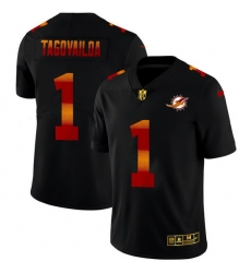 Miami Dolphins 1 Tua Tagovailoa Men Black Nike Red Orange Stripe Vapor Limited NFL Jersey Miami Dolphins 1 Tua Tagovailoa Men Black Nike Red Orange Stripe Vapor Limited NFL Jersey
