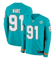 Nike Dolphins 91 Cameron Wake Aqua Green Team Color Men s Stitched NFL Limited Therma Long Sleeve Jersey Nike Dolphins 91 Cameron Wake Aqua Green Team Color Men s Stitched NFL Limited Therma Long Sleeve Jersey