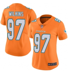 Dolphins 97 Christian Wilkins Orange Women Stitched Football Limited Rush Jersey Dolphins 97 Christian Wilkins Orange Women Stitched Football Limited Rush Jersey