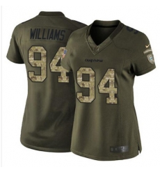 Nike Dolphins #94 Mario Williams Green Womens Stitched NFL Limited Salute to Service Jersey Nike Dolphins #94 Mario Williams Green Womens Stitched NFL Limited Salute to Service Jersey